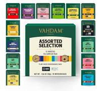 VAHDAM, Assorted Tea Sampler (15 Different Variety in Individually Wrapped Pyramid Tea Bags) Long Leaf Premium Teas I Teas Gift Set I Ideas for Tea Lovers | Gifts for Women & Men