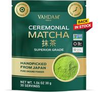 VAHDAM Ceremonial Matcha Green Tea Powder 1.6 oz | Certified Ceremonial Grade Japanese Matcha | Handpicked from Uji, Japan | Smooth & Balanced Taste