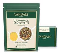 VAHDAM, Chamomile Mint Citrus Green Tea (50+ Cups, 100gm) Exotic Loose Leaf Blend | Goodness of Green Tea, Chamomile, Peppermint, Spearmint, Orange Peels & Lemongrass | Vacuum Sealed for Freshness