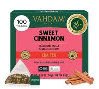 VAHDAM Cinnamon Tea Bags (100 Tea Bags) | Chai Black Tea Leaves Blended with Sweet Cinnamon & Cardamom | Masala Chai Tea | Aromatic Tea in Biodegradable Pyramid Tea Bags