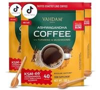 VAHDAM, Instant Mushroom Coffee with KSM 66 Ashwagandha (300mg, 40 servings), Turmeric, Lion's Mane and Chaga Mushroom | Pack of 3