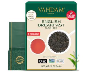 VAHDAM, Original English Breakfast Black Tea Leaves 340g (170+ Cups) Non GMO, Gluten Free | Strong, Robust & Aromatic Loose Leaf Tea | Unblended Single Origin Loose Leaf | Vacuum Sealed Pack