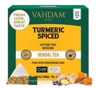 VAHDAM Turmeric Spice Herbal Tea - 100 Pyramid Tea Bags, Caffeine Free, Non GMO, Gluten Free, 100% Pure Herbal Tisane - Savory & Spicy, Whole