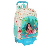 VAIANA - Large School Backpack with Trolley, Children's Backpack, Adaptable to Trolley, Ideal for School Children, Comfortable and Versatile, Quality and Resistance, 33 x 15 x 42 cm, Beige/Blue,