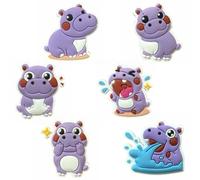 VAIAOH Cute Hippo Cartoon Charms, Set of 6, Purple and White Shoe Charms for Shoe & Bracelet Wristband Party Gifts