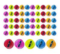 VAIDEX Plastic Pencil Sharpeners, Assorted, Pack of 50, Round Shape Single Hole Translucent Sharpeners, Perfect for School Home Office Classroom Everyone Use