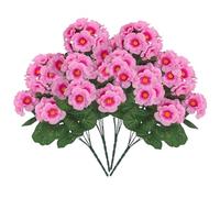 VAIGU:OA Artificial Balcony Plants Flowers - Artificial Flowers Artificial Plant Outdoor Weatherproof, 4 Bundles Artificial Geraniums Silk Flowers, Balcony Plants Balcony Flowers UV-Resistant for