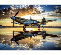 VAIIEYO 5D Diamond Painting Airplane, Paint with Diamonds Art Machine, Paint by Numbers Sky Full Drill Round Rhinestone Craft Canvas for Home Wall Decor 30x40 cm