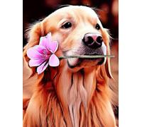 VAIIEYO 5D Diamond Painting Dog, Full Diamond Painting Kit Animal, Paint by Numbers Full Drill Round Rhinestone Craft Canvas for Home Wall Decor 30x40 cm