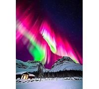 VAIIEYO 5D Diamond Painting Kits for Adults Aurora, Paint with Diamonds Art Snow Mountain, Paint by Numbers Full Drill Round Rhinestone Craft Canvas for Home Wall Decor 30x40 cm