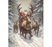 VAIIEYO 5D Diamond Painting Kits for Adults Santa Claus, Paint with Diamonds Art, Paint by Numbers Full Drill Round Rhinestone Craft Canvas for Home Wall Decor 30x40 cm-159