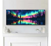 VAIIEYO 5D DIY Aurora Large Diamond Painting Kit, Large Diamond Art for Adults Tree, Paint with Round Full Drill Crystal Rhinestone Diamonds Gem Art for Home Wall Decoration Gift 12X31Inch