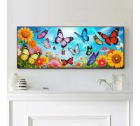 VAIIEYO 5D DIY Butterfly Large Diamond Art for Adults, Large Diamond Painting Sunflower, Paint with Round Full Drill Crystal Rhinestone Diamonds Gem Art for Home Wall Decoration Gift 12X31Inch
