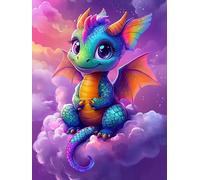 VAIIEYO 5D DIY Diamond Painting Dragon, Diamond Art Kits Adults Animal, Paint with Round Full Drill Crystal Rhinestone Diamonds Gem Art for Home Wall Decoration Gift 12X16 Inch-75