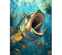 VAIIEYO 5D DIY Diamond Painting Fish, Diamond Art Kits Adults Fisherman, Paint with Round Full Drill Crystal Rhinestone Diamonds Gem Art for Home Wall Decoration Gift 12X16 Inch-73