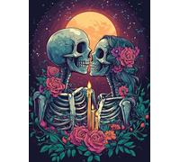 VAIIEYO 5D DIY Diamond Painting Skull, Diamond Art Kits Adults Couple Love, Paint with Round Full Drill Crystal Rhinestone Diamonds Gem Art for Home Wall Decoration Gift 12X16 Inch-22
