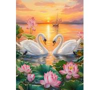 VAIIEYO 5D DIY Diamond Painting Swan, Diamond Art Kits Adults Animal, Paint with Round Full Drill Crystal Rhinestone Diamonds Gem Art for Home Wall Decoration Gift 12X16 Inch-53