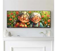 VAIIEYO 5D DIY Elderly Couple Large Diamond Painting Kit, Large Diamond Art for Adults Couple, Paint with Round Full Drill Crystal Rhinestone Diamonds Gem Art for Home Wall Decoration Gift 12X31Inch