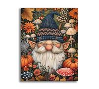 VAIIEYO 5D DIY Halloween Diamond Art Kits Adults, Gnome Pumpkin Diamond Painting, Paint with Round Full Drill Crystal Rhinestone Diamonds Gem Art for Home Wall Decoration Gift 12X16Inch-45