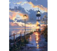 VAIIEYO 5D DIY Lighthouse Diamond Art Kits Adults, Seaside Diamond Painting, Paint with Round Full Drill Crystal Rhinestone Diamonds Gem Art for Home Wall Decoration Gift 12X16Inch-10