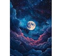 VAIIEYO 5D DIY Moon Diamond Art Kits Adults, Clouds Diamond Painting, Paint with Round Full Drill Crystal Rhinestone Diamonds Gem Art for Home Wall Decoration Gift 12X16Inch-1