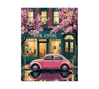 VAIIEYO 5D DIY Pink Car Diamond Art Kits Adults, Cherry Blossom Diamond Painting, Diamond Art Round Full Drill Crystal Rhinestone Diamonds Gem Art for Home Wall Decoration Gift 12X16Inch-46