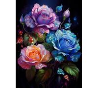 VAIIEYO 5D DIY Rose Diamond Art Kits Adults, Flower Diamond Painting, Paint with Round Full Drill Crystal Rhinestone Diamonds Gem Art for Home Wall Decoration Gift 12X16Inch-13
