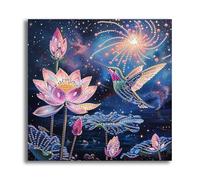 VAIIEYO 5D DIY Special Shape Hummingbird Diamond Art Kits Adults, Animal Diamond Painting Kit for Beginners, Crystal Rhinestone Diamonds Gem Art for Home Wall Decoration Gift 12X12Inch