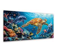 VAIIEYO 5D DIY Special Shape Sea Turtle Diamond Art Kits Adults, Animal Diamond Painting Kit for Beginners, Crystal Rhinestone Diamonds Gem Art for Home Wall Decoration Gift 12X24Inch