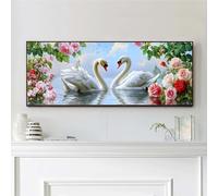 VAIIEYO 5D DIY Swan Large Diamond Painting Kit, Large Diamond Art for Adults Animal, Paint with Round Full Drill Crystal Rhinestone Diamonds Gem Art for Home Wall Decoration Gift 12X31Inch