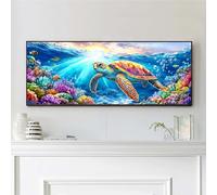 VAIIEYO 5D DIY Turtle Large Diamond Painting Kit, Large Diamond Art for Adults Animal, Paint with Round Full Drill Crystal Rhinestone Diamonds Gem Art for Home Wall Decoration Gift 12X31Inch