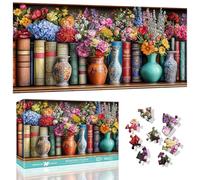 VAIIEYO Bookshelf Jigsaw Puzzles for Adults 1000, Flower Jigsaw Puzzles, Vase Puzzles for Adults, Fun & Challenging Colorful Puzzles, Family Time, Great Gift Idea, Finished Size 41 x 80 cm