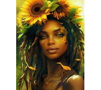 VAIIEYO Diamond Art Painting African Woman, Diamond Art Kits for Adults African American, Paint with Round Full Drill Crystal Rhinestone Diamonds Gem Art for Home Wall Decoration Gift 12X16 Inch-1043