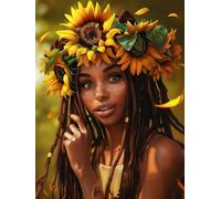 VAIIEYO Diamond Art Painting African Woman, Diamond Art Kits for Adults African American, Paint with Round Full Drill Crystal Rhinestone Diamonds Gem Art for Home Wall Decoration Gift 12X16 Inch-1042