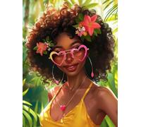 VAIIEYO Diamond Art Painting African Woman, Diamond Art Kits for Adults African American, Paint with Round Full Drill Crystal Rhinestone Diamonds Gem Art for Home Wall Decoration Gift 12X16 Inch-1220