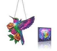 VAIIEYO Hummingbird Diamond Painting Hanging Ornament, Window Hanging Kit with Chain, Special Shaped Crystal Pendant Animal Diamond Art Craft for Gift Home Wall Front Door Garden Decoration
