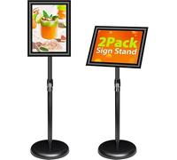 VAIIGO 2Pack Adjustable Sign Stand A4 Aluminum Poster Menu Stand Floor Standing Sign Holder for Signage, Poster, Menu, Ads, Sales, Notice Display Stand Holder (Black, 2Pack)