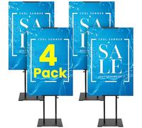 VAIIGO 4 Pack Double-Sided Poster Stand, Adjustable Floor Sign Holder Display Stand, Heavy Duty Free-Standing Foam & Poster Board Banner Stand, Height Up to 203 cm, for Posters, Signs, Menus & Events