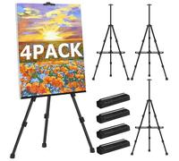 VAIIGO 4 Pack Metal Easel Stand for Painting & Display, Adjustable 37-153cm Tripod Artist Easel, Foldable Floor/Tabletop Easel with Carry Bag, for Poster, Canvas, Signs, Weddings, Events, Exhibitions