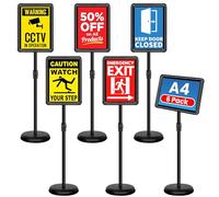 VAIIGO 6Pack A4 Sign Stand, Poster Display Stand Adjustable, Aluminum Sign Holder Menu Floor Standing with Snap-Open Frame & Stable Base, Advertising Signage Display Board for Business Office, Black