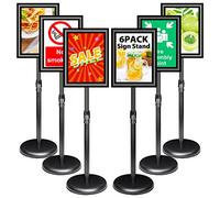 VAIIGO 6Pack Adjustable Sign Holder A4 Aluminum Poster Menu Stand for Poster, Menu, Ads, Sales, Notice, Signage Display (Black, 6Pack)