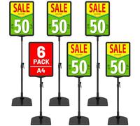 VAIIGO 6Pack Sign Stand for Display A4, Adjustable Poster Stand for Table Top & Floor, Floor Standing Sign Holder, Metal Signage Stands for Business, Tradeshow, Store, Farm Display Stands