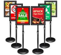 VAIIGO 6Pcs Sign Stand Adjustable - A3 Poster Display Floor Standing - Aluminum Sign Holder with Snap Frame & Stable Base - Posters Menu Holders Notice Advertising Message Display Signs Board, Black