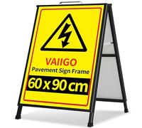 VAIIGO A-Board Pavement Sign Frame 60 x 90 cm, Double Sided A-Frame Pavement Sign Board, Poster Signs Holder Display Stand With Handle and 2 Corrugated Boards for Business, Restaurant, Advertising