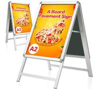 VAIIGO A2 A-Board Pavement Sign - Double Side Display Poster Board Aluminum Frame Sign Board for Outdoor Advertising Display Stand, Silver