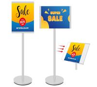 VAIIGO A3 Display Stand Heavy Duty, Floor Standing Sign Holder Stand with Acrylic Panel, Poster Stands Menu Board for Restaurant, Shop, Wedding, Business, Welcome, Advertising, Office, Silver