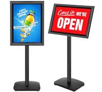 VAIIGO A3 Sign Stand Poster Display Stand with Heavy Duty Base, Floor Standing Sign Holder with Aluminum Snap Frame, Outdoor Welcome Signage - Menu Holder - Notice - Advertising Display Board, Black