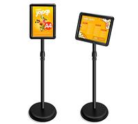VAIIGO A4 Poster Stand, Adjustable Sign Holder & Menu Stand for Floor Display | Aluminium Snap Frame with Safety Corners & Stable Base | Signage Floor Standing for Advertising, Notice, Welcome, Black