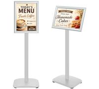 VAIIGO A4 Sign Stand, Heavy Duty Poster Stand, Floor Standing Sign Holder, | Adjustable Aluminum Snap Frame, A3 Menu Stand for Advertising, Notice, Information, Welcome Signs, Restaurants, Events, Shops