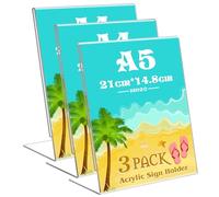 VAIIGO A5 Acrylic Sign Holder, 3Pack L-Shaped Perspex Display Stands for Table, Counter, Restaurant, Hotel, Office, Store, Desktop Leaflet Holder, Clear Document Holder